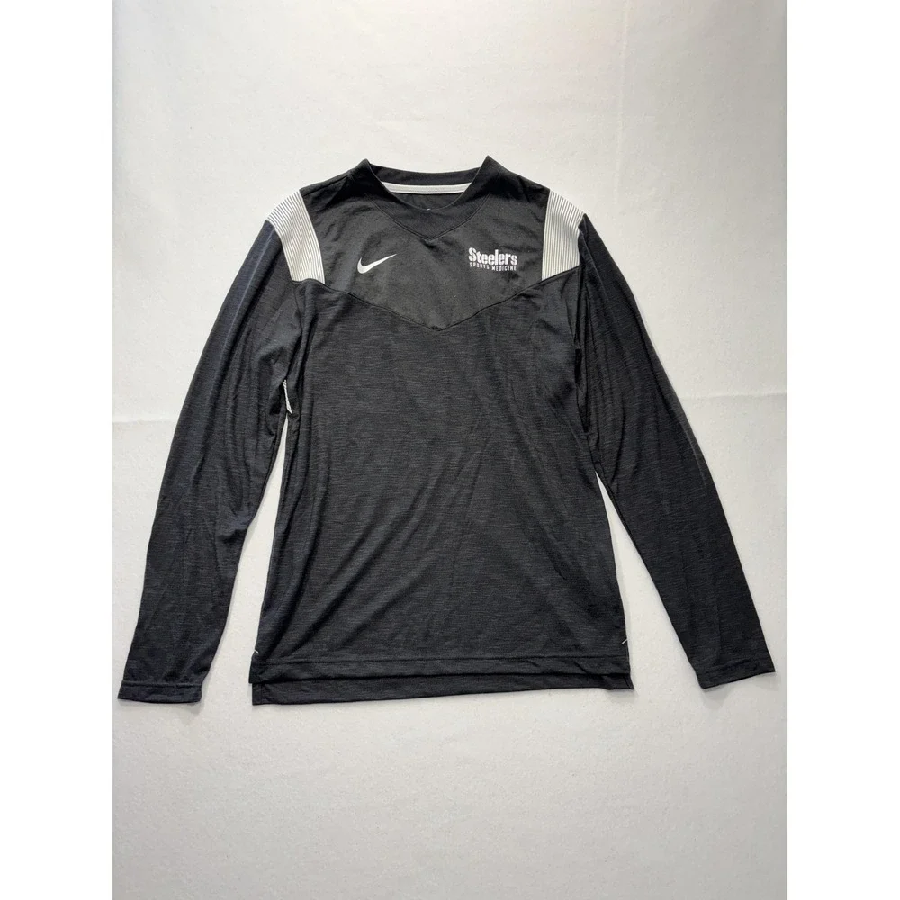 Pittsburgh Steelers Shirt Mens Medium Gray NFL Football Nike Dri Fit Long Sleeve